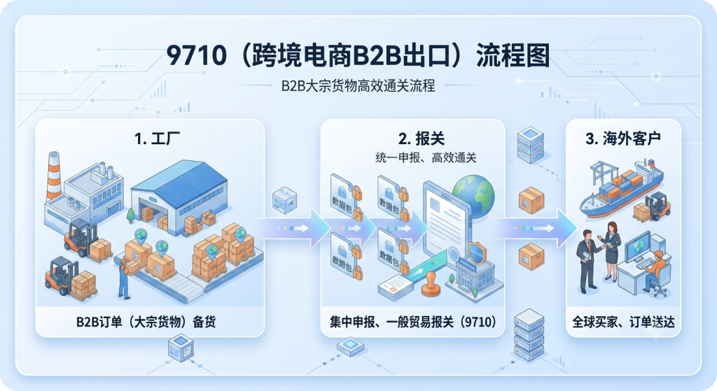 9710-b2b-cross-border-export-declaration-process 9710跨境电商B2B出口报关流程示意图